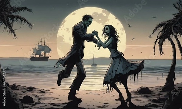 Obraz Zombies dancing under a pale moonlight