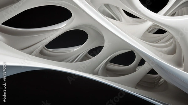 Fototapeta 3d abstract dark white shape with holes design as wallpaper background illustration, dark white object ,colorful element shape background, colorful design illustration