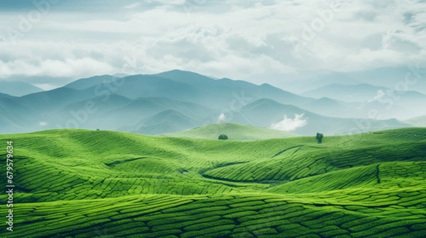 Obraz Ecological tea garden, top view texture