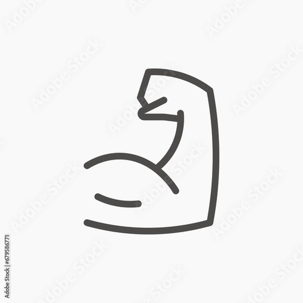 Fototapeta Flexing bicep muscle arm strength, power icon vector isolated. Fitness, sport symbol