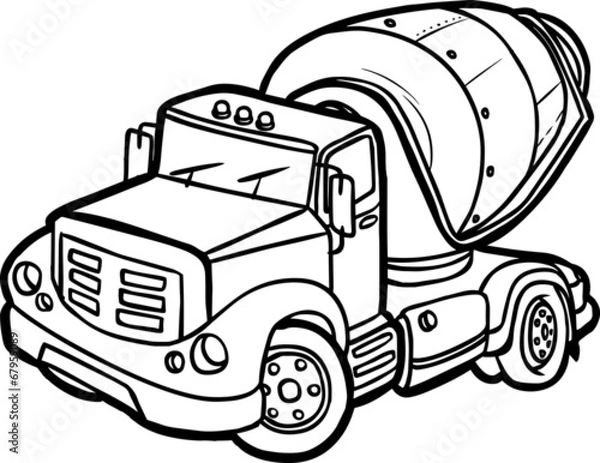 Fototapeta Cartoon concrete mixer. Border