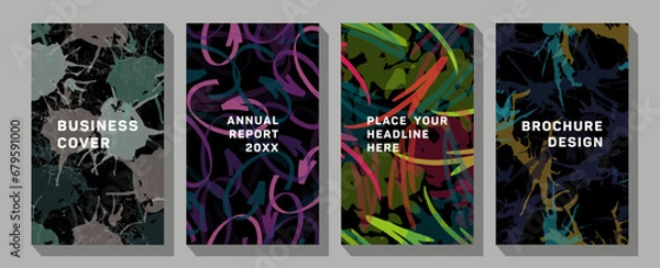 Fototapeta Modern abstract line leaves in lines and arts background with different shapes for wall decoration, postcard or brochure cover design.