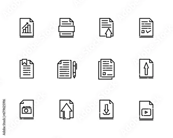 Fototapeta A set of Icons, containing 12 pixel perfect documents 