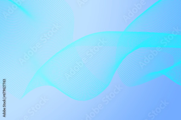 Fototapeta Gradient blue abstract background with flowing wavy lines. Digital future technology design, Digital Background.