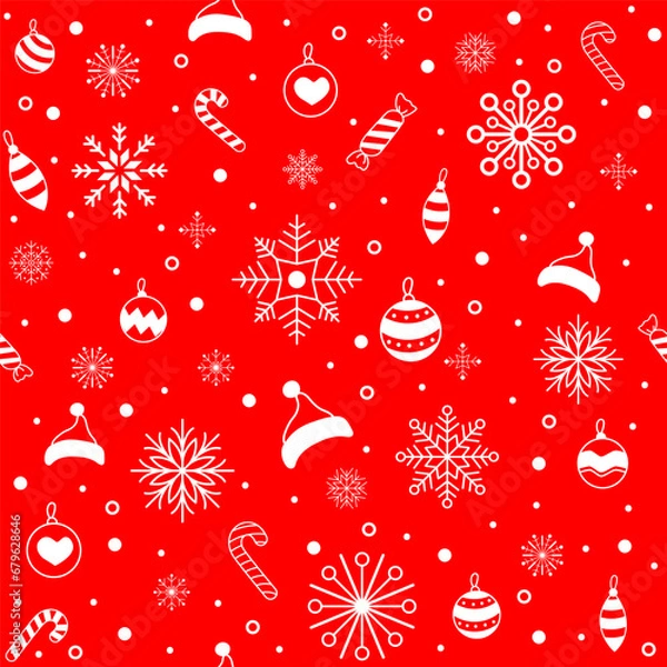 Obraz hand-drawn  christmas pattern with snowflakes