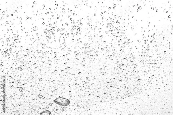 Fototapeta Wassertropfen Regentropfen regnerischer Nebel kleine Tröpfchen Tropfen auf transparentem durchsichtigem Hintergrund.
