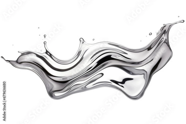 Obraz Silver metal horizontal thick splash isolated