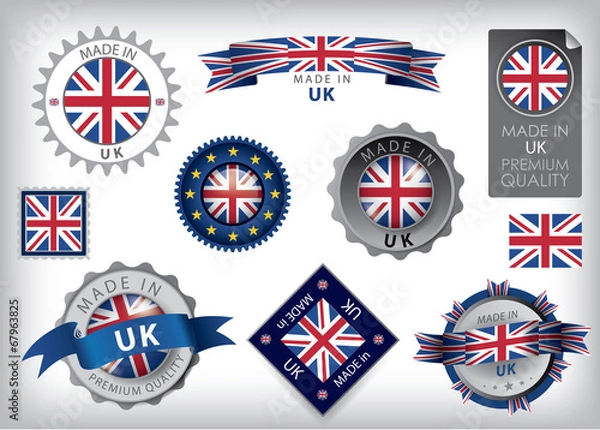 Obraz Made in UK Seals, British Flag (VECTOR ART)