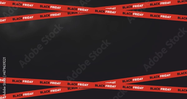 Fototapeta Black Friday Seasonal sale concept in modern style. Black Friday. Creative abstract concrete discount background with barrier tape.