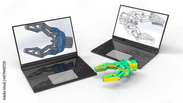 Obraz 3D rendering - FEA study of a robotic arm