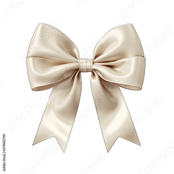 Fototapeta Ivory satin bow with ribbon isolated on transparent background