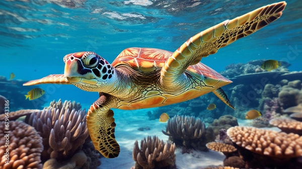 Fototapeta turtle swimming