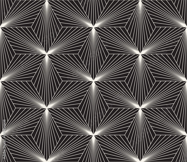 Fototapeta Vector seamless pattern. Repeating geometric elements. Stylish monochrome background design.