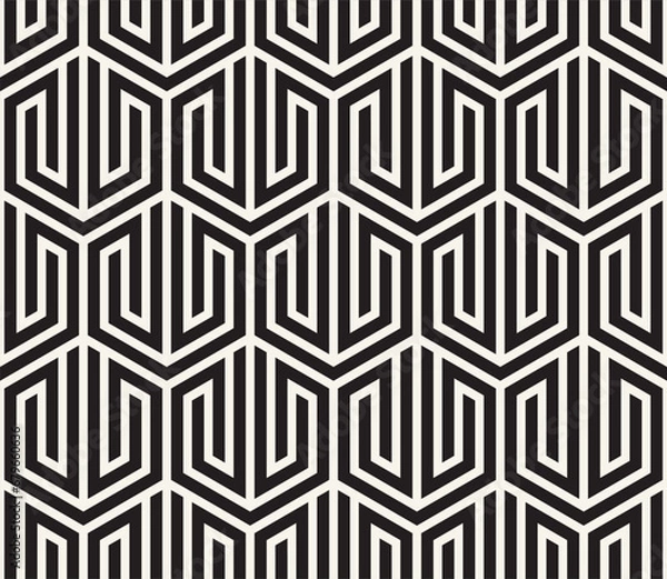 Fototapeta Vector seamless pattern. Repeating geometric elements. Stylish monochrome background design.