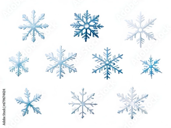 Obraz Set of different snowflakes isolated on white background3