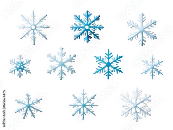 Obraz Set of different snowflakes isolated on white background2