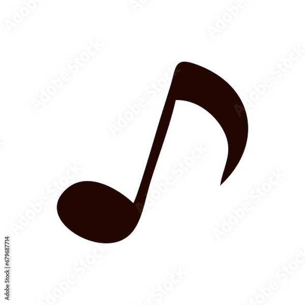 Fototapeta Music note icon. Vector illustration flat design. Musical and Sound concept. Clip art for logo Design, T-shirt print. Black and white element isolated on white.