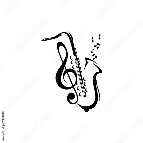 Fototapeta vector abstract saxophone and music instruments