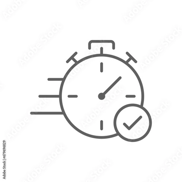 Fototapeta Quick approval icon. Simple outline style. Stopwatch, quick transfer, fast transaction, business concept. Thin line symbol. Vector illustration isolated on white background. Editable stroke.