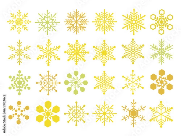 Obraz 雪の結晶のセット　金色