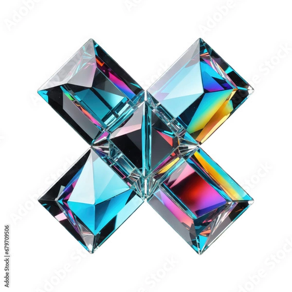 Fototapeta 3d holographic shape, reflective glass dispersion