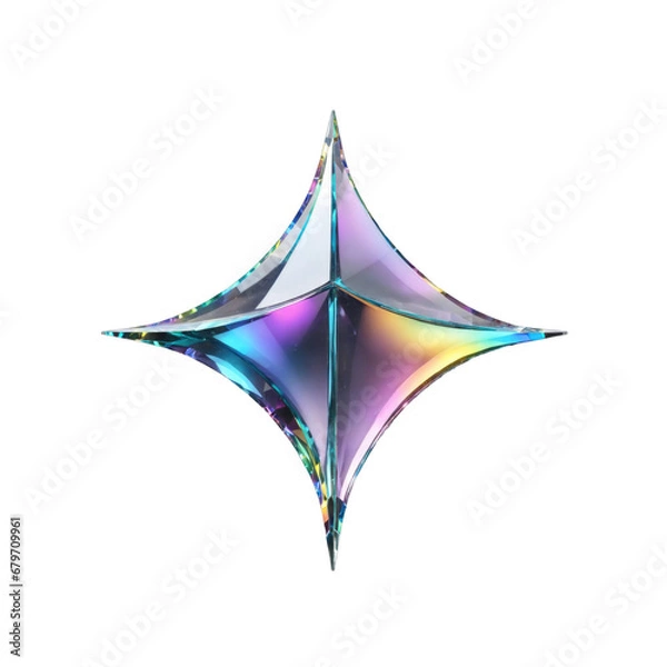 Fototapeta 3d holographic shape, reflective glass dispersion