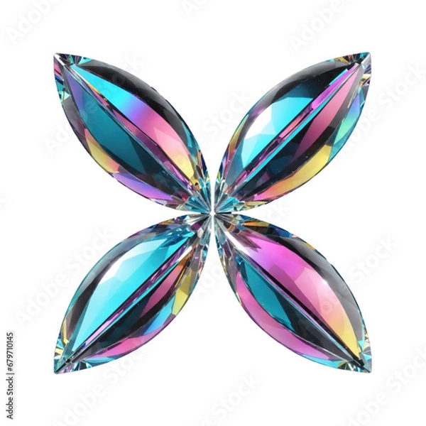 Fototapeta 3d holographic shape, reflective glass dispersion