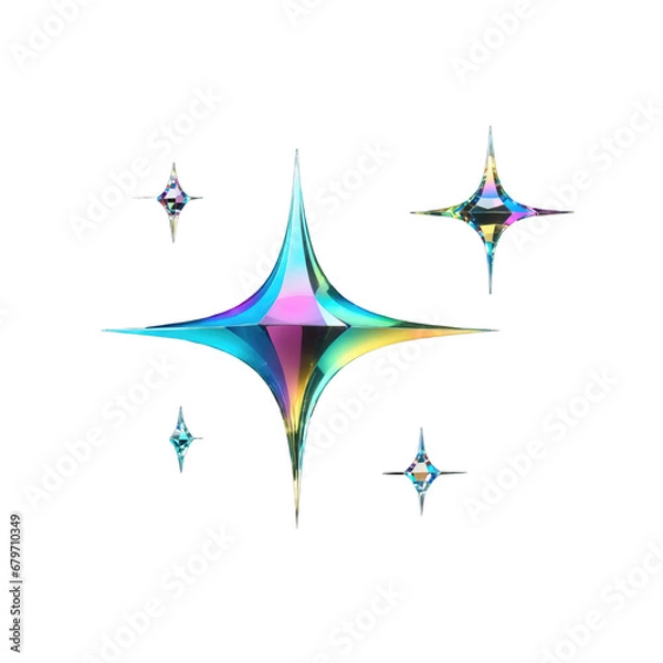 Fototapeta 3d holographic shape, reflective glass dispersion