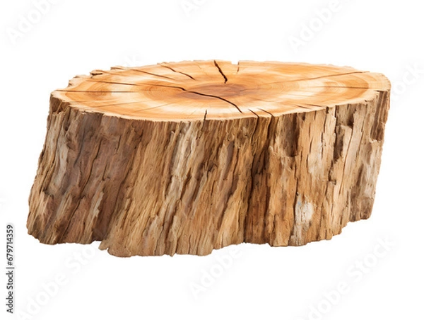 Fototapeta Rustic Tree Trunk Wood Podium, isolated on a transparent or white background