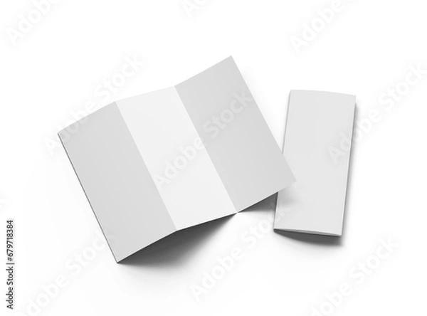 Obraz Blank Z-fold letter mockup brochure on transparent background. 3d render