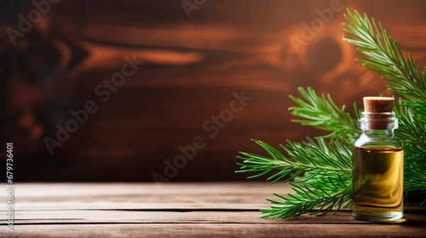 Fototapeta Spruce essential oil in a bottle. Generative AI,