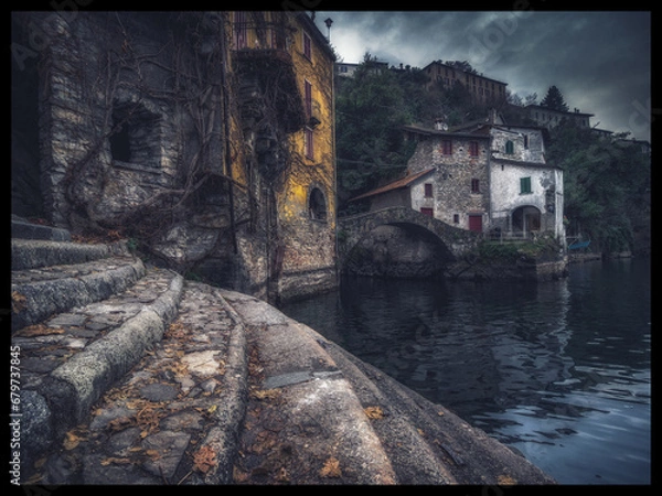 Fototapeta Ancient village on Lake Como