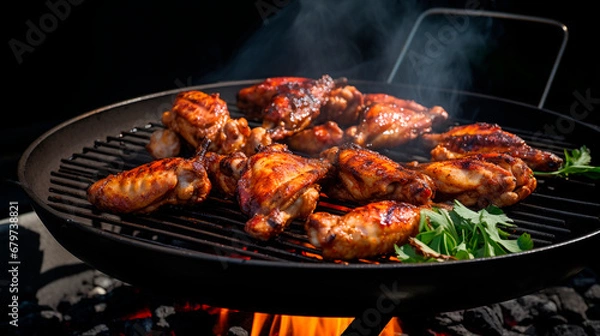 Fototapeta The wings are grilled. Generative AI,