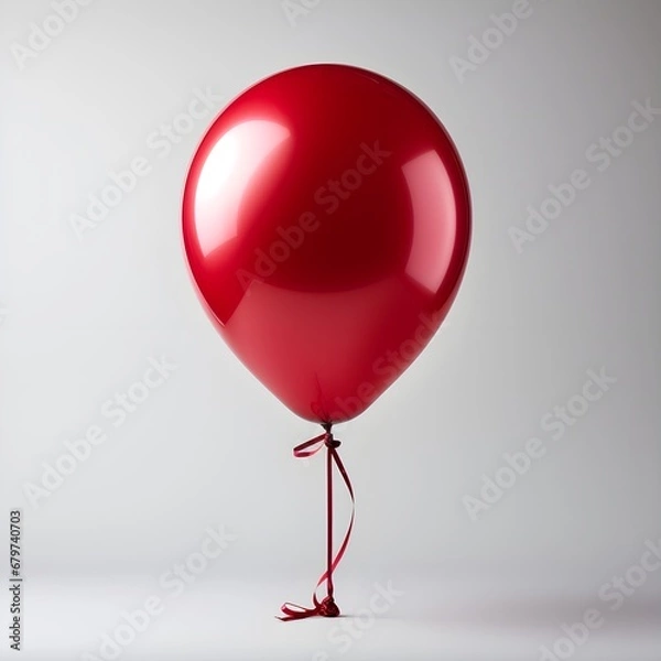 Fototapeta red balloon isolated on white background with shadow. Blow up red balloon isolated. Party ballon for festivities