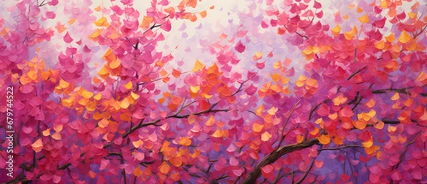 Fototapeta Abstract Beautiful bougainvillea pattern lively colors. Botanical background for decoration design, print, textile, interior design, invitations, packaging.