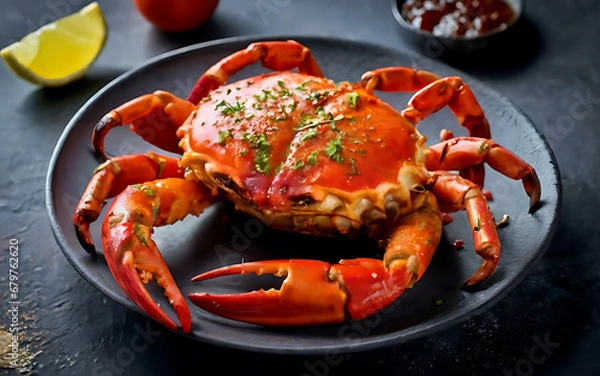 Fototapeta Capture the essence of Chili Crab in a mouthwatering food photography shot Generative AI