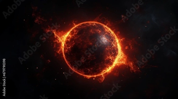 Fototapeta Ein glühender dunkeler Planet.