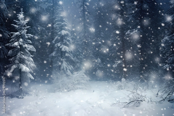Fototapeta Magic of a snowstorm in a winter landscape