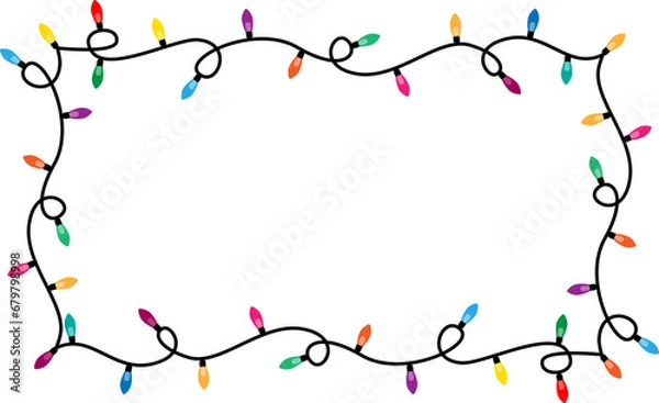 Obraz Christmas lights vector frame. Frame with colorful garland.  Christmas border light strings. Christmas light bulbs for decoration .Christmas garland border.