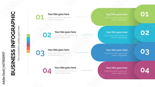 Obraz Business list infographic with four list. Suitable For Presentation Template With 16x9 Aspect Ratio
