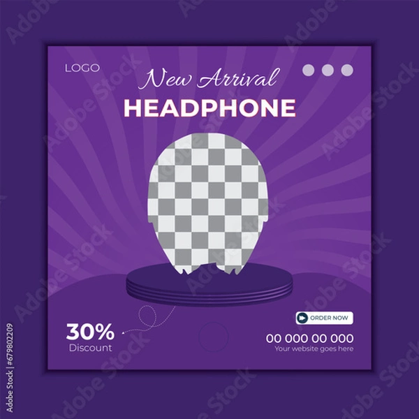 Fototapeta vector social media post earphone design