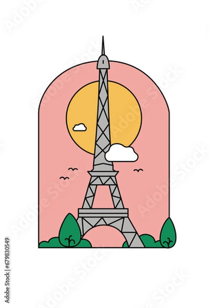 Obraz Eiffel Tower, Paris, France, Architecture In The Sky With Clouds and Birds Scenery 