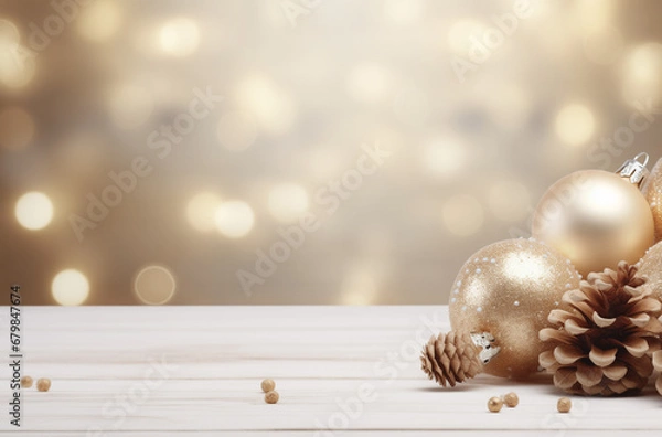 Fototapeta Christmas decoration, xmas gift concept, copy space