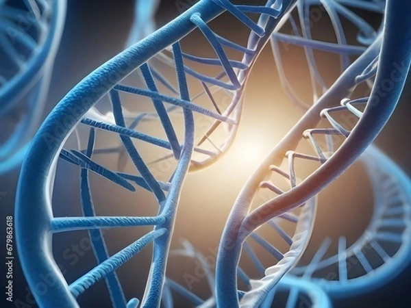 Obraz Evolution concept of human DNA in the distant future view under the microscope