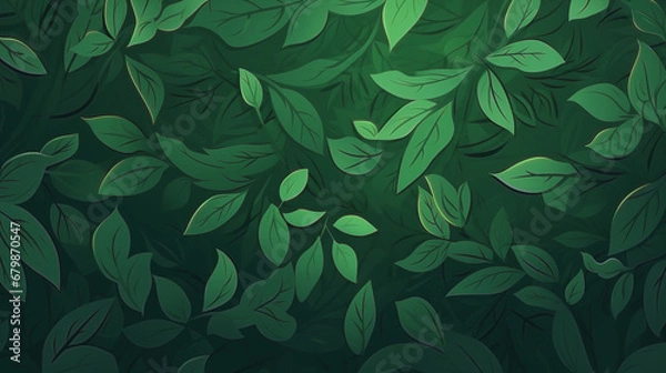 Fototapeta green pattern with leaves and text space
