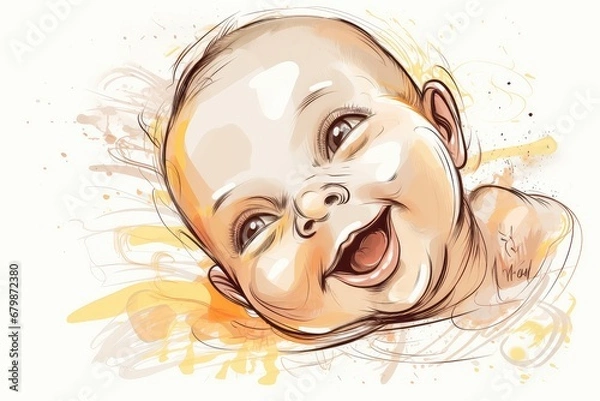 Fototapeta Happy smiling child. Postcard with an abstract child. Happy childhood concept for advertising.