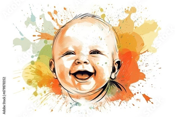 Fototapeta Happy smiling child. Postcard with an abstract child. Happy childhood concept for advertising.