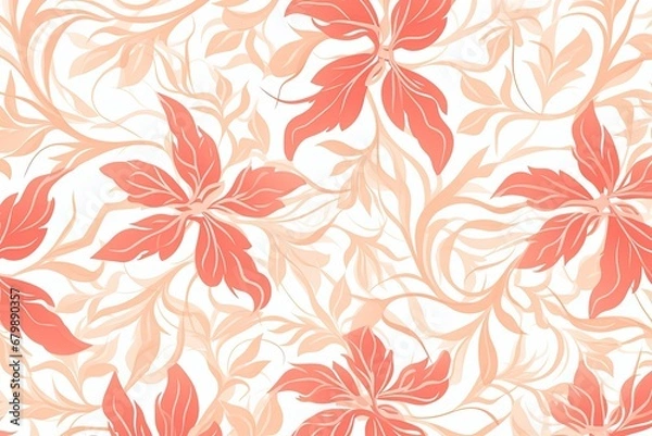 Fototapeta Coral Crush: Fashionable Decorative Pattern with a Splash of Color.