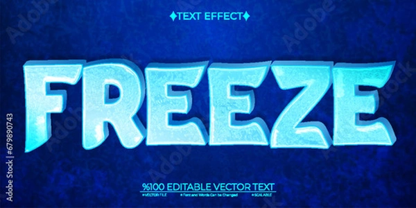 Obraz Blue Liquid Freeze Editable Vector 3D Text Effect
