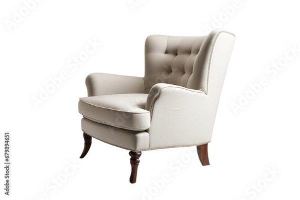 Fototapeta a high quality stock photograph of a single white sofa chair isolated on white background